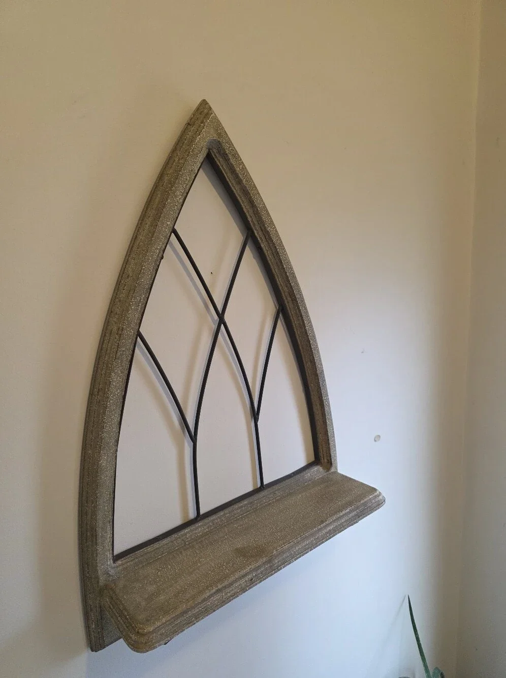 Cathedral Arched Wall Shelf in Distressed Taupe